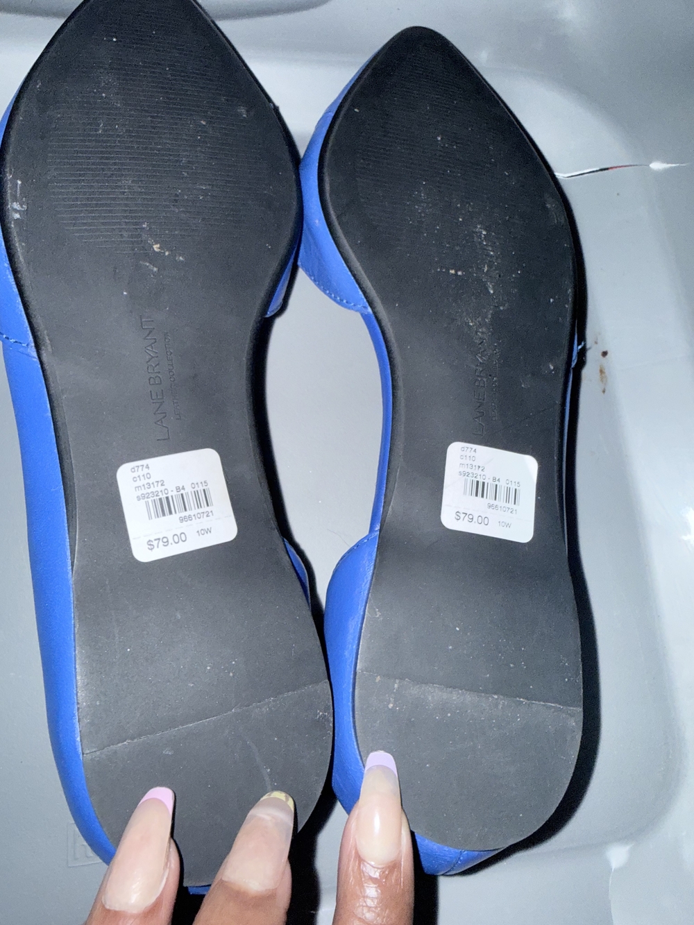 Lane Bryant Genuine Leather Blue Pointed-Toe Women's Flats